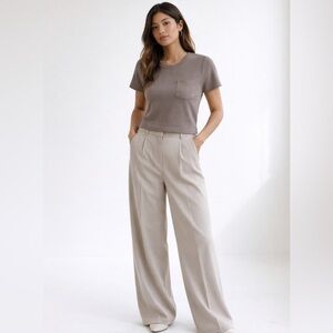 Madewell Ribbed Pocket Crop-Tee Taupe Neutral Short Sleeve Minimalist Top Size S